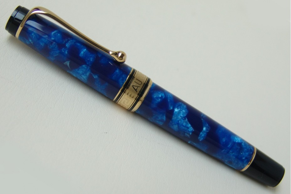 Aurora Optima Blue Auroloide Gold Plated Trim Fountain Pen