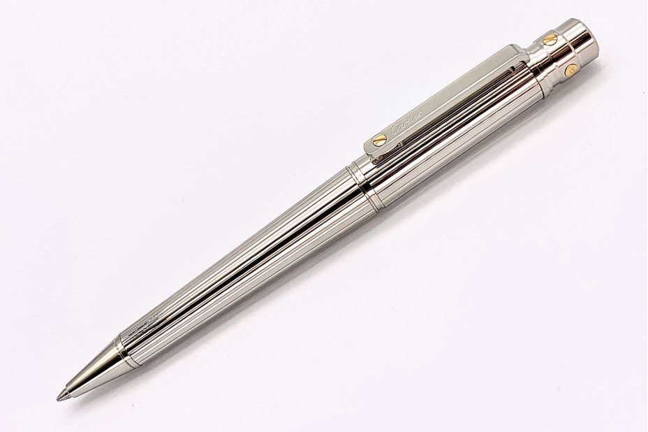 Cartier OP000119 Santos de Cartier Large Godrons Decor Metal Palladium and Gold Finishes Ball Pen