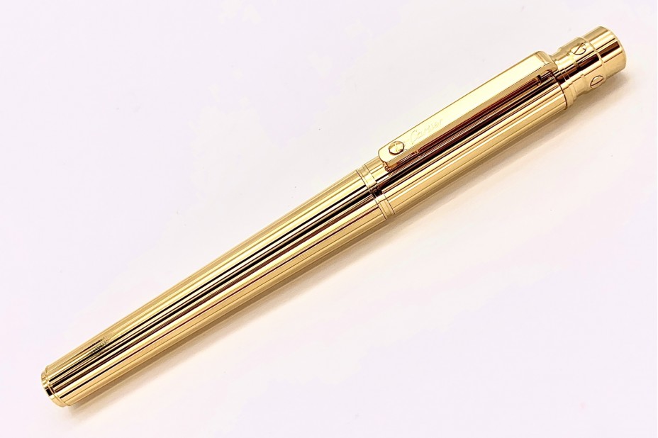 Cartier OP000120 Santos de Cartier Large Godrons Decor Metal and Gold Finishes Roller Pen