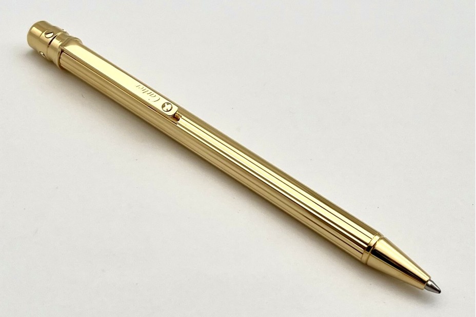 Cartier OP000140 Santos Vertical Godron Gold Plated Ball Pen