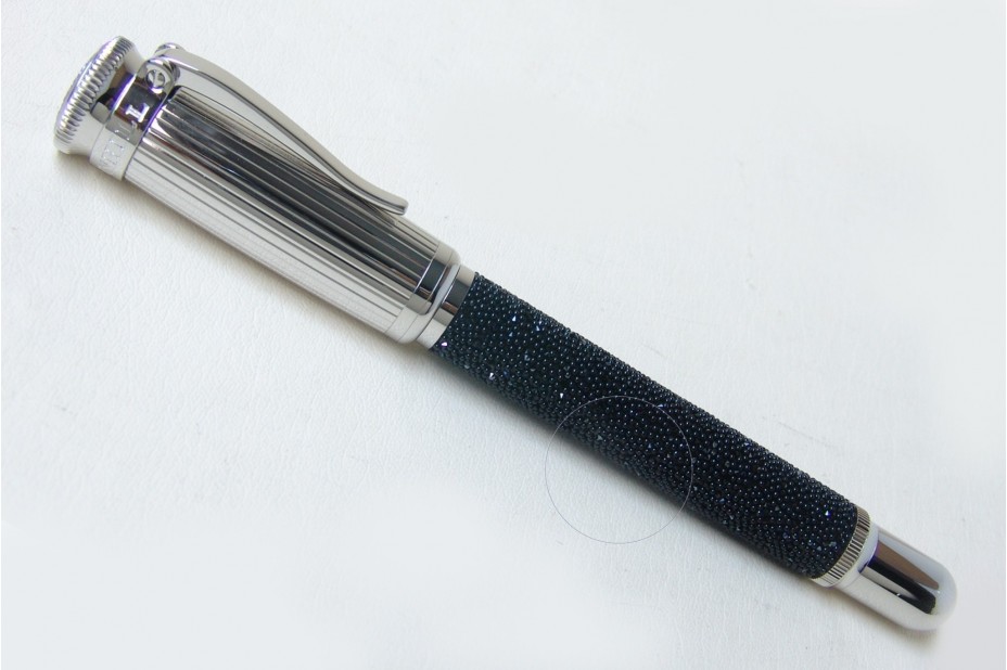 Alfred Dunhill LE Sentryman Black Diamond C Fabric Brass Crystal Palladium Plated Fountain Pen