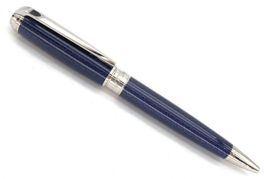 ST Dupont Line D Medium Guilloche Under Blue Lacquer Ball Pen