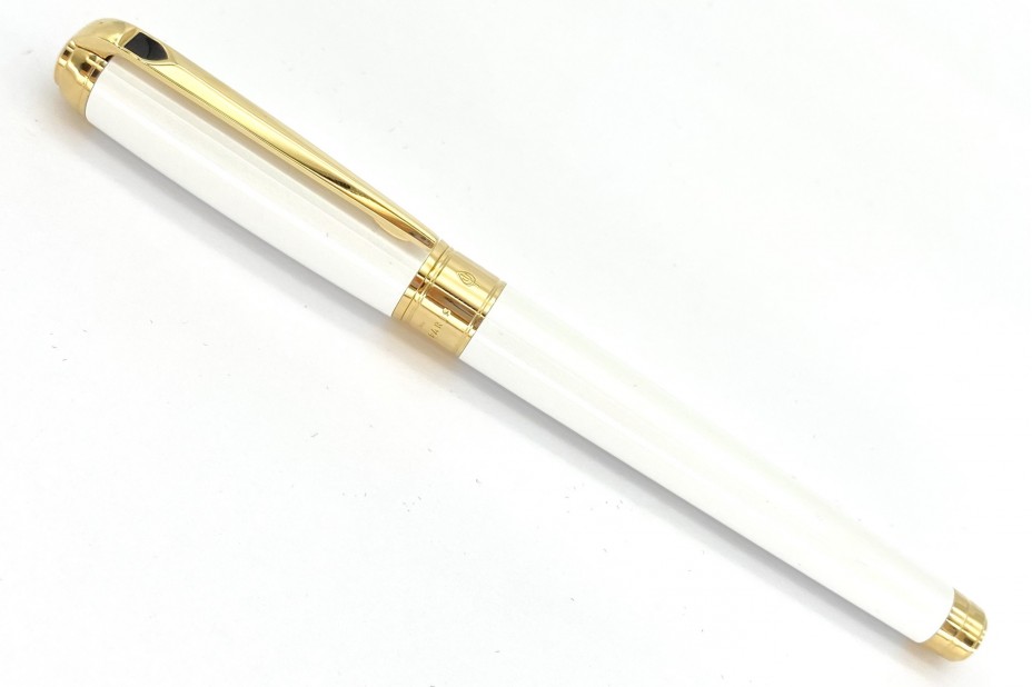 ST Dupont Line D Pearly White - Yellow Gold Roller Ball Pen