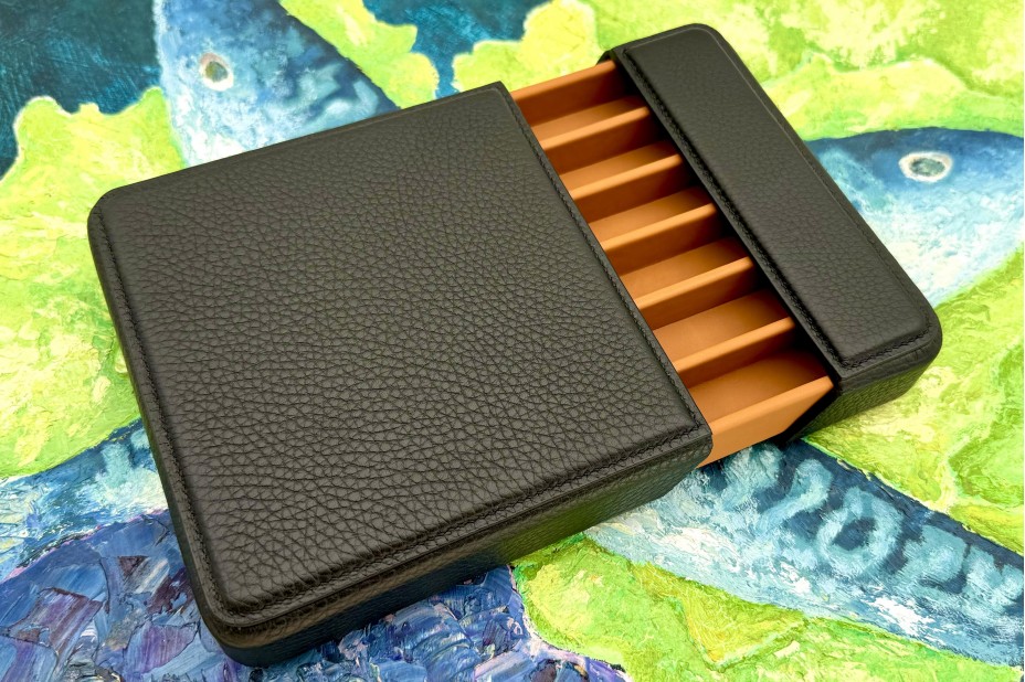 Leatherluxe Drawer Pencase in Black Togo - 6 slots