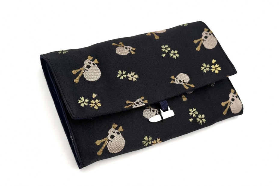Nakaya Kyoto Nishijin Textile Pen Pouch for 3 pens - Skull