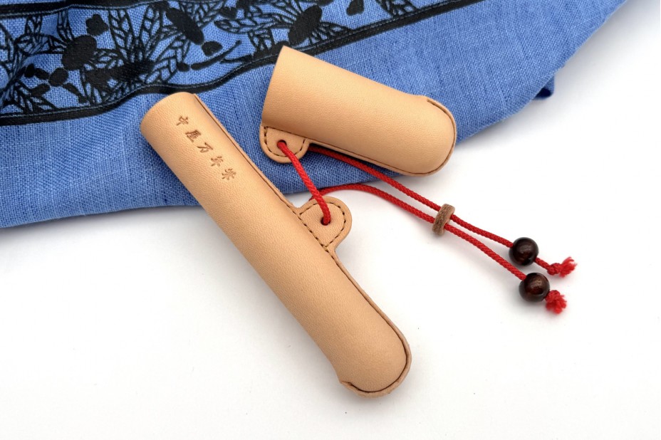 Nakaya Leather Pen Case with Coral Red String