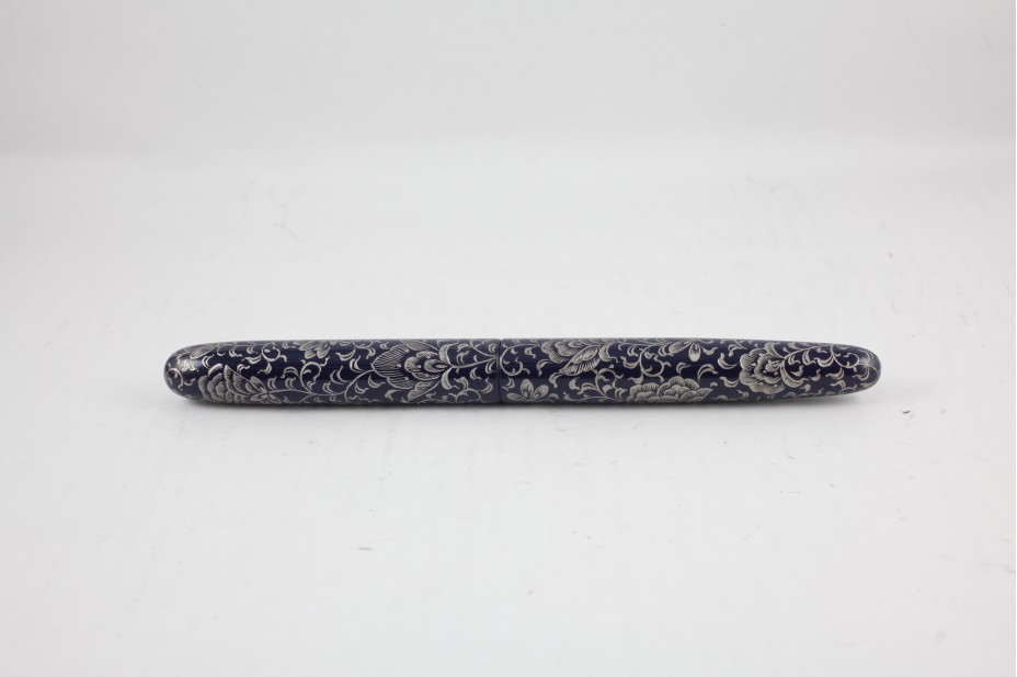 Nakaya Long Cigar Chinkin Blue Kikyo Platinum Lines Fountain Pen