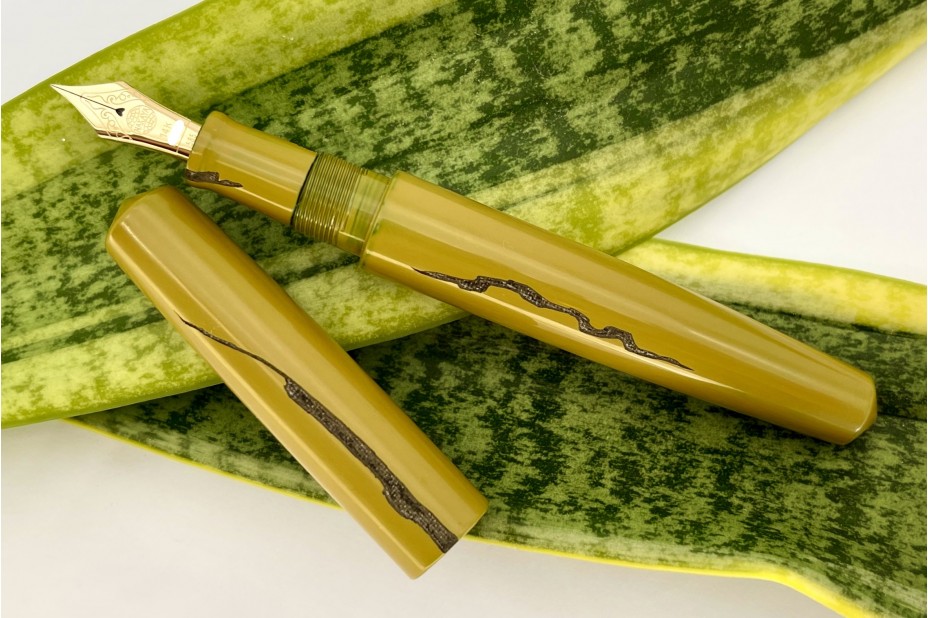 Nakaya Limited Edition Piccolo Long Cigar Negoro Style Nuno Kise Hon Kataji Nanohana-iro Fountain Pen