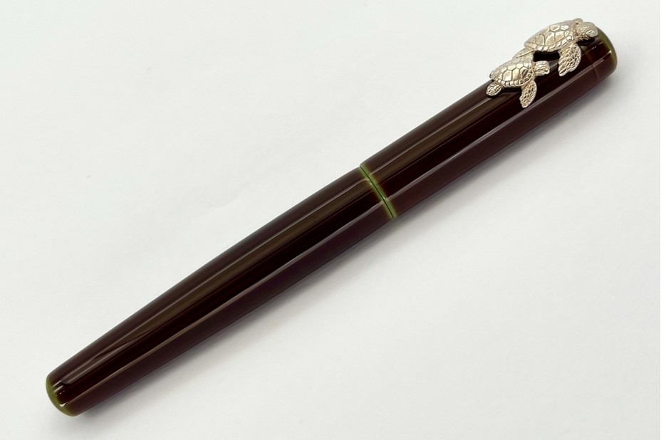 Nakaya Neo Standard Writer Heki-Tamenuri Fountain Pen with Rhodium Sea Turtle Stopper