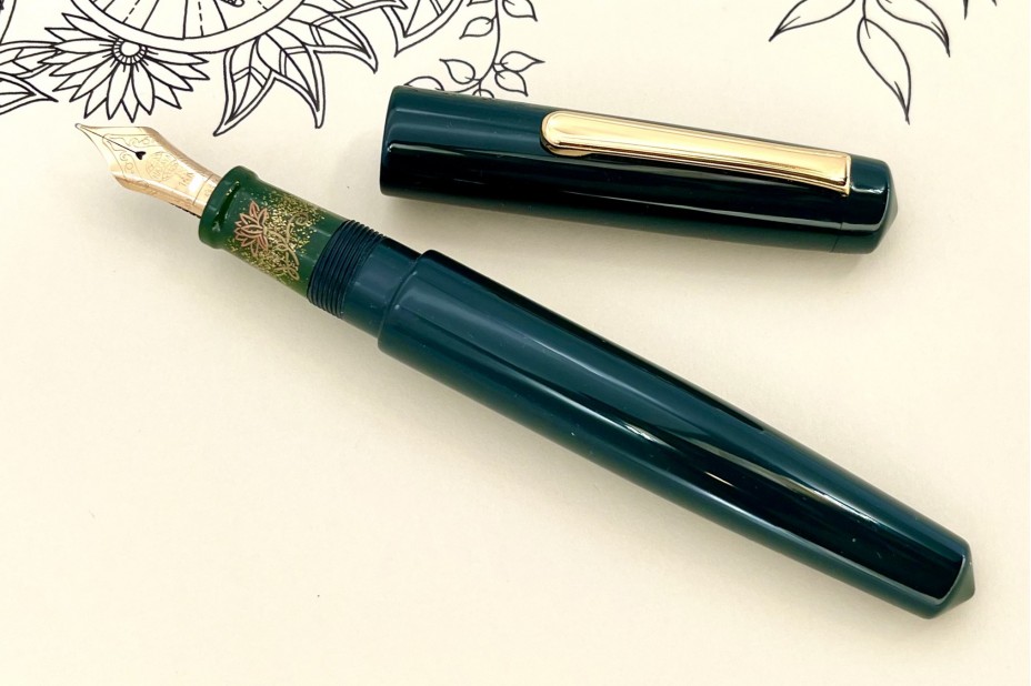 Nakaya Piccolo Long Writer Midori with Lotus Flower Fountain Pen