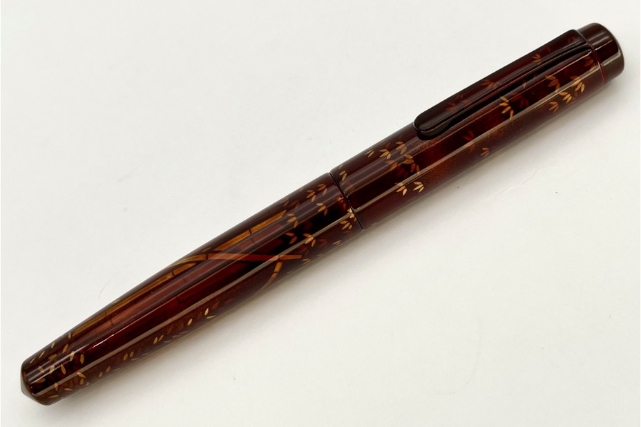 Nakaya Piccolo Long Writer Two Layered TameSukashi Bamboo Woods Fountain Pen with two-layered clip