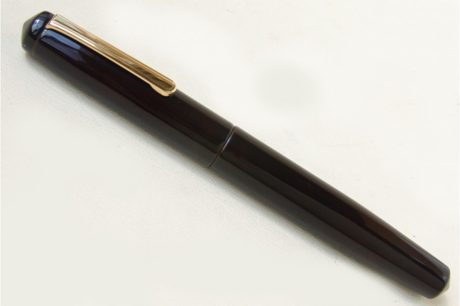 Nakaya Piccolo Long Writer Kuro Tamenuri with Olive Green Fountain Pen