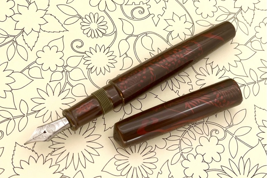 Nakaya Piccolo Long Cigar Tamesukashi Shishin (Four Gods) Seiryu (Blue Dragon) Heki-Tame Fountain Pen