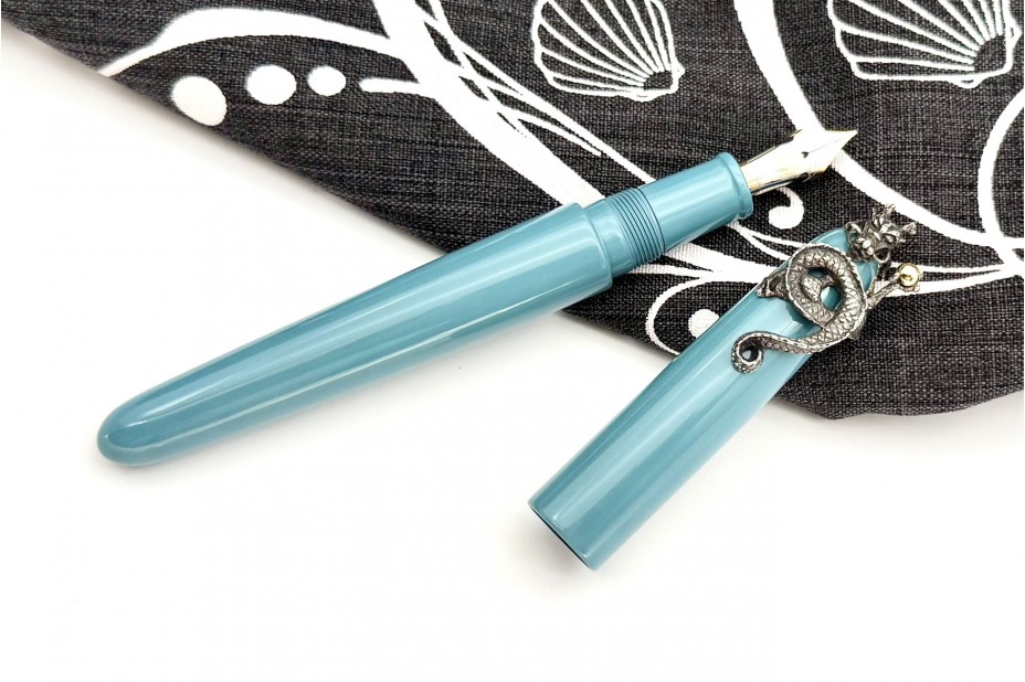 Nakaya Portable Writer Ama-Iro Fountain Pen with Dragon and Jewel Stopper