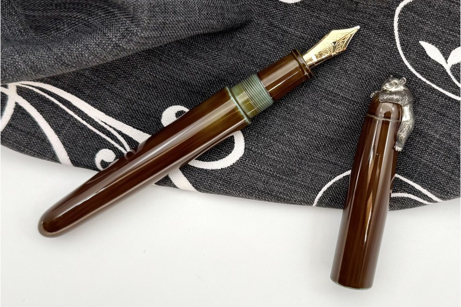 Nakaya Portable Writer Heki-Tamenuri Fountain Pen with Panda Stopper