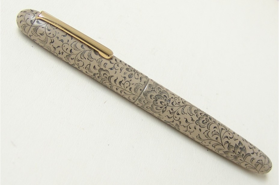 Nakaya Portable Writer Chinkin White Housoge Lines Fountain Pen