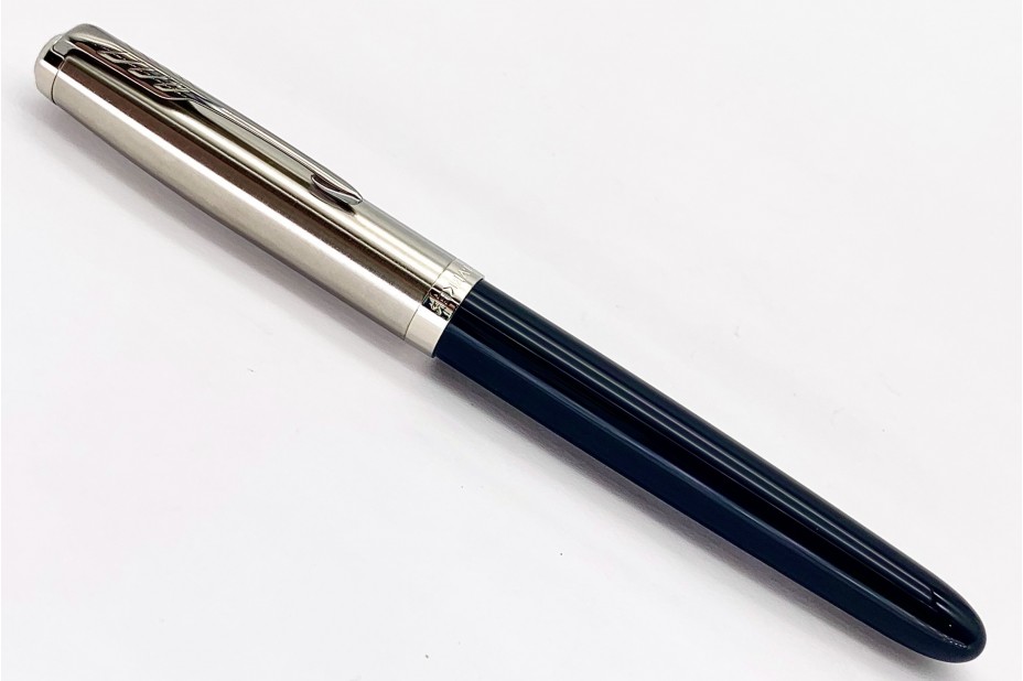Parker 51 Midnight Blue Chrome Trim Fountain Pen (Steel Nib)