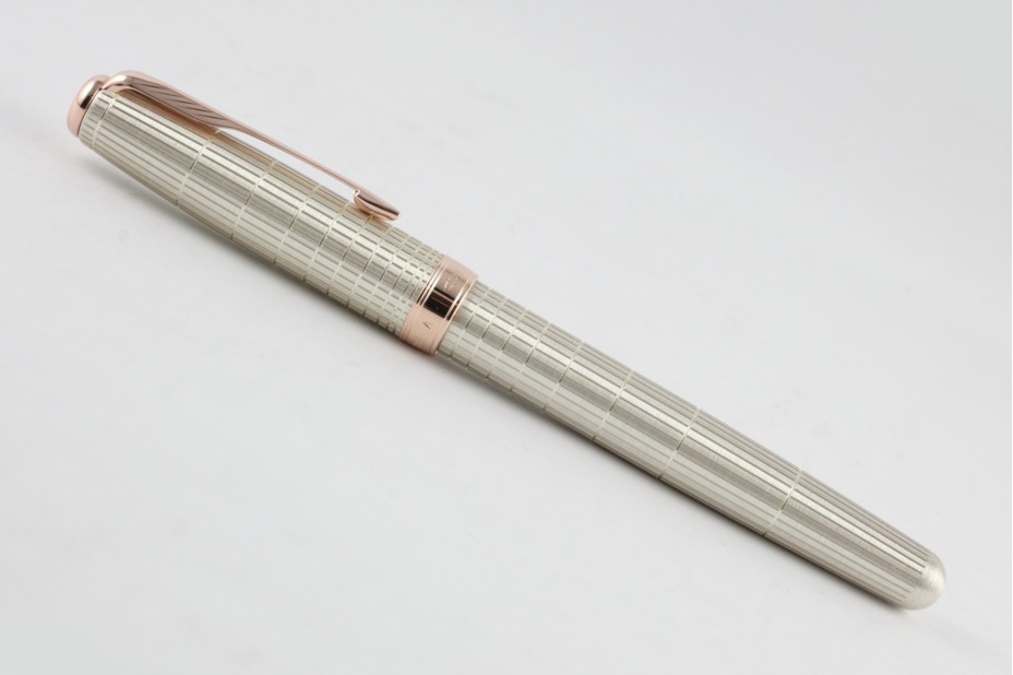 Parker Sonnet Chiseled Silver with Pink Gold Trim Fountain Pen