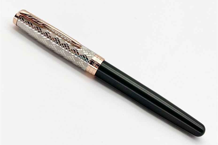 Parker Sonnet Premium Metal And Grey Lacquer with Rose Gold Trim Roller Ball Pen
