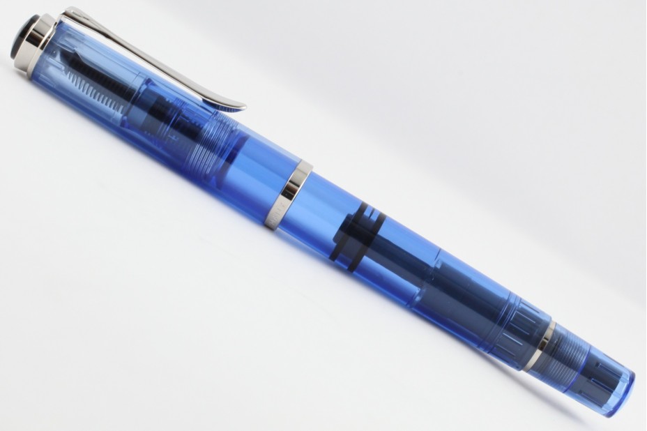 Pelikan Classic Special Edition M205 Demonstrator Transparent Blue Fountain Pen (Chromium Ring Top)