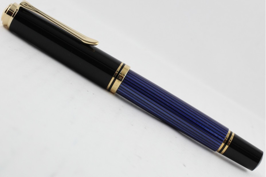 Pelikan Souveran R600 Blue Black Roller Ball Pen ( New Logo - Gold Top )