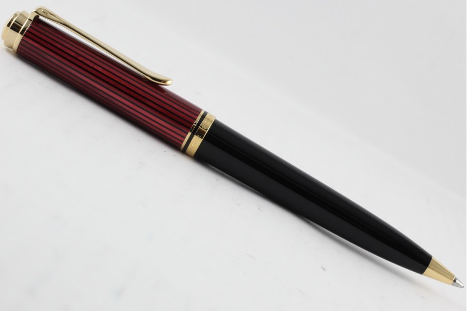 Pelikan Souveran K800 Red Black Ball Pen ( New Logo Gold-Top )