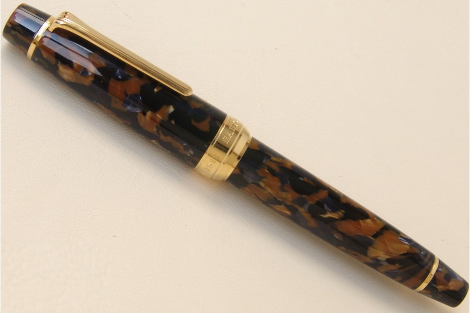 Sailor Professional Gear Brown Mosaic Gold Trim Fountain Pen